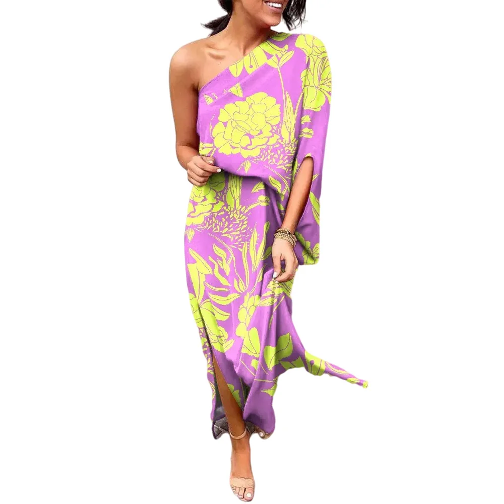 2025 Nuovo abito estivo stampato con vita ampia e spalle scoperte per donna