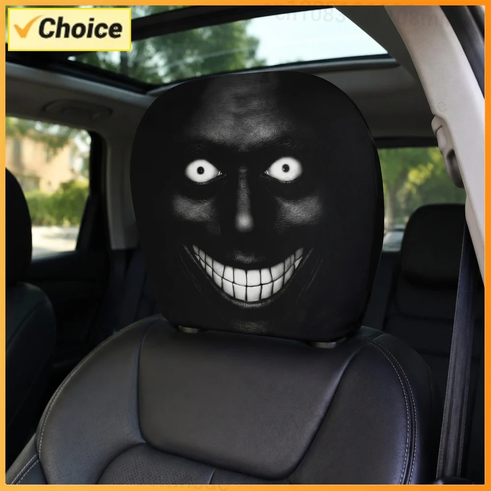 2Pcs Ghost Face Headrest Covers Breathable Stretchy Headrests Sleeve Elastic Spooky Headrests Cover Interior Accessories