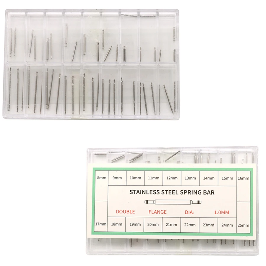 Watch accessories boxed with 1.0mm all steel ultra-fine watch ears, steel needles, watch shafts, seamless springs