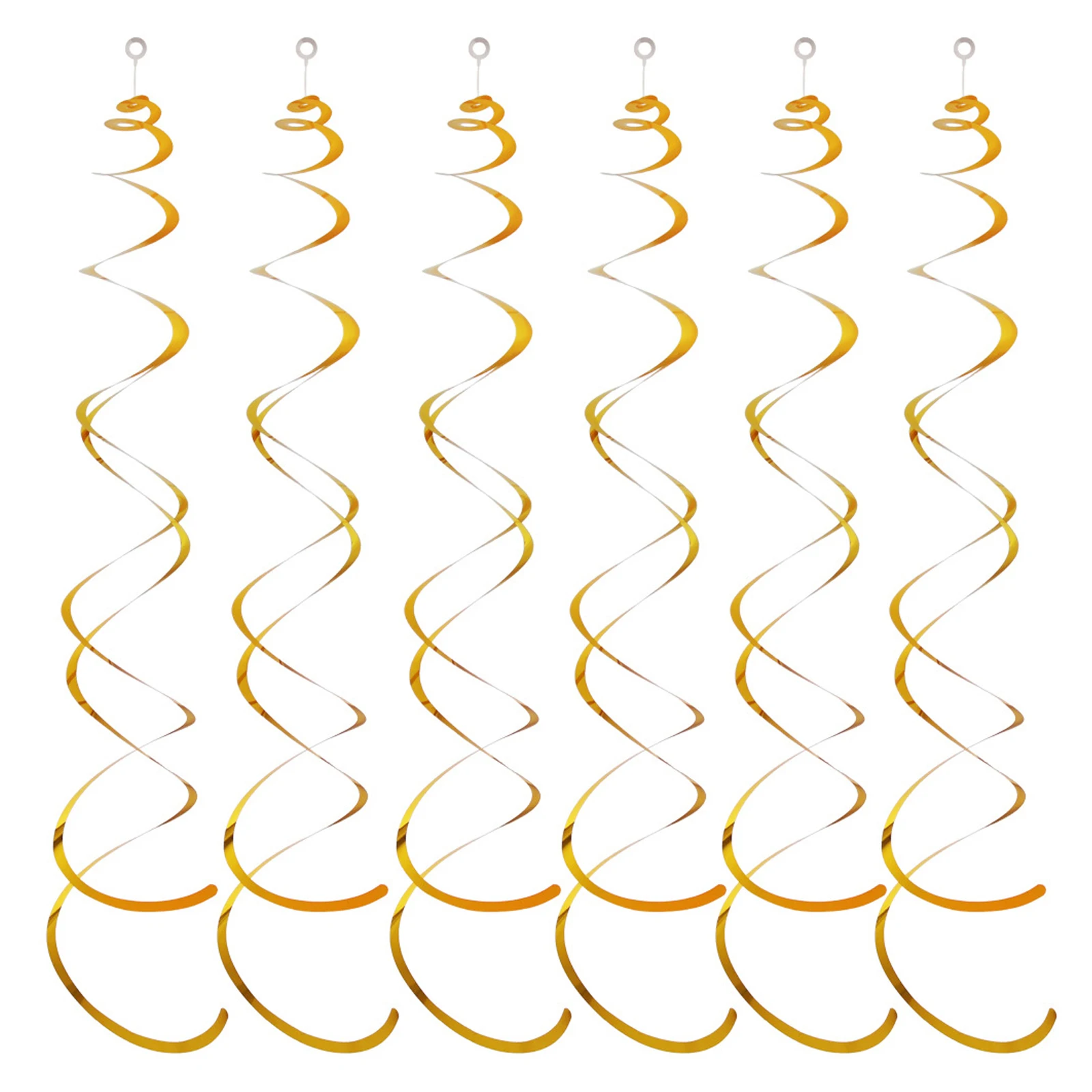 6pcs PVC Hanging Garland Exquisite Craft Decorative Wide Application For Birthday Spiral Pendant Gold