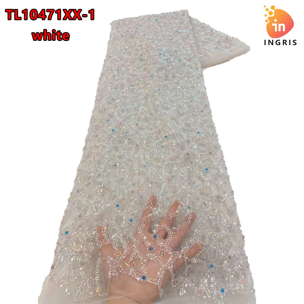 

African Fabric 2023 Sequins Beaded Embroidery Groom Nigerian Bridal High Quality French Tulle Lace Fabric For Wedding TL10471XX