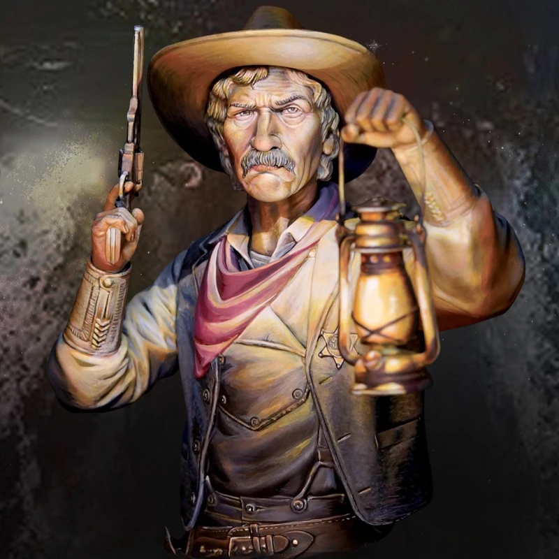 Kit de modèle de buste en résine moulée sous pression, échelle 1/10, Statue de shérifes du Wild West, non assemblée et non peinte