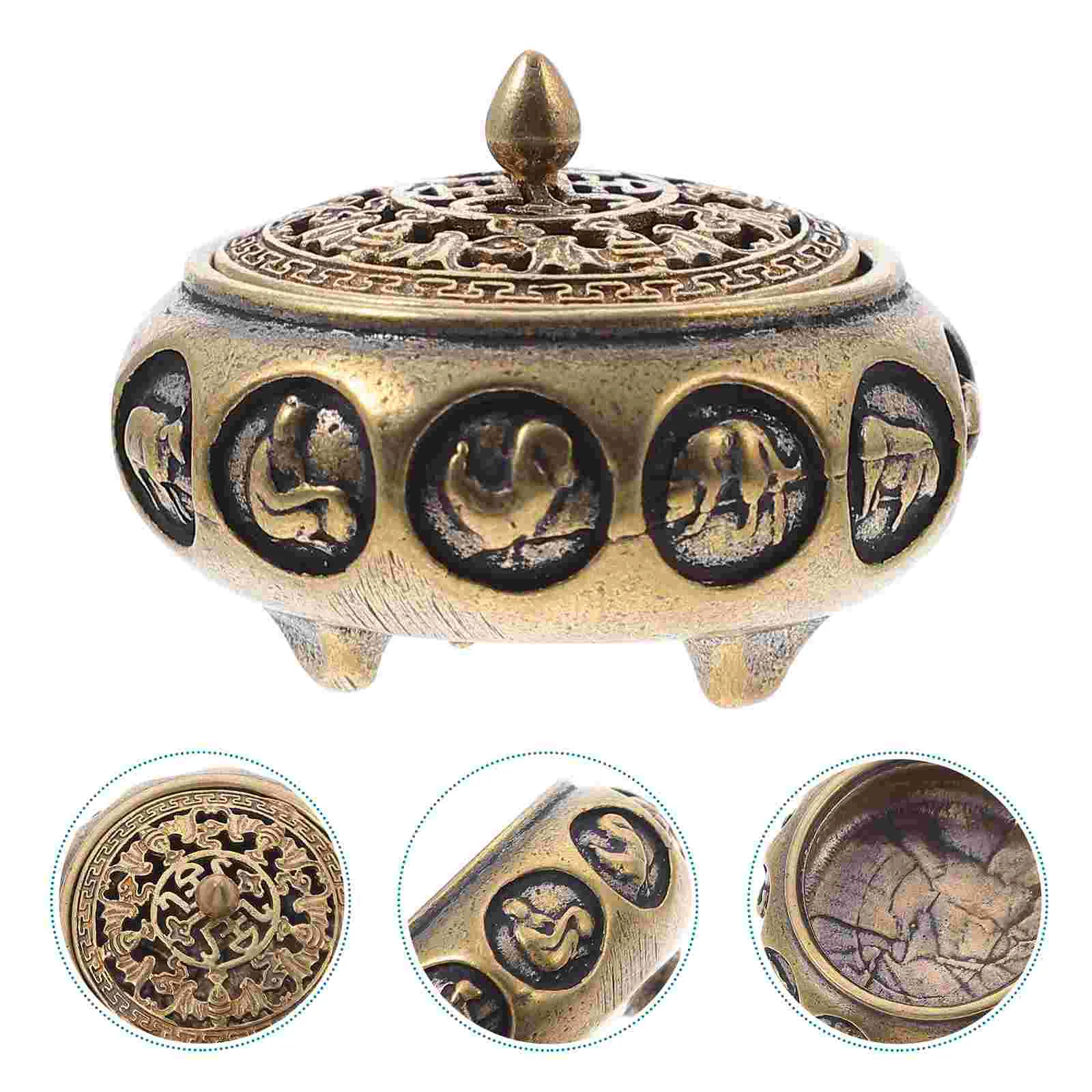 Pure Brass Twelve Zodiac Home Ornaments Aromatherapy Burner Handicraft Incense Holder Bowl Container Metal Censer