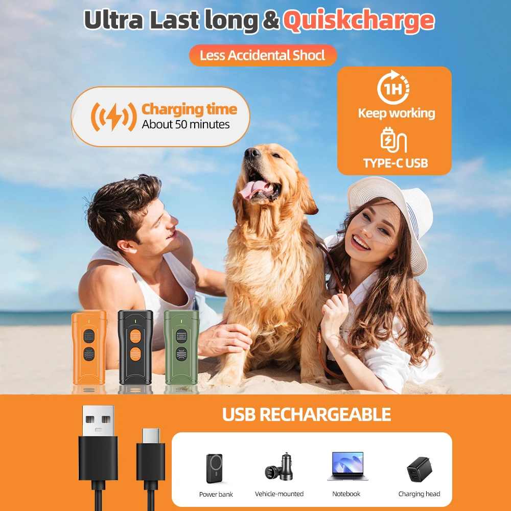 Portable Mini Ultrasonic Anti-Barking Device Ultrasonic Dog Repeller Rechargeable Dog Bark Deterrent With LED Flashlight - view 3