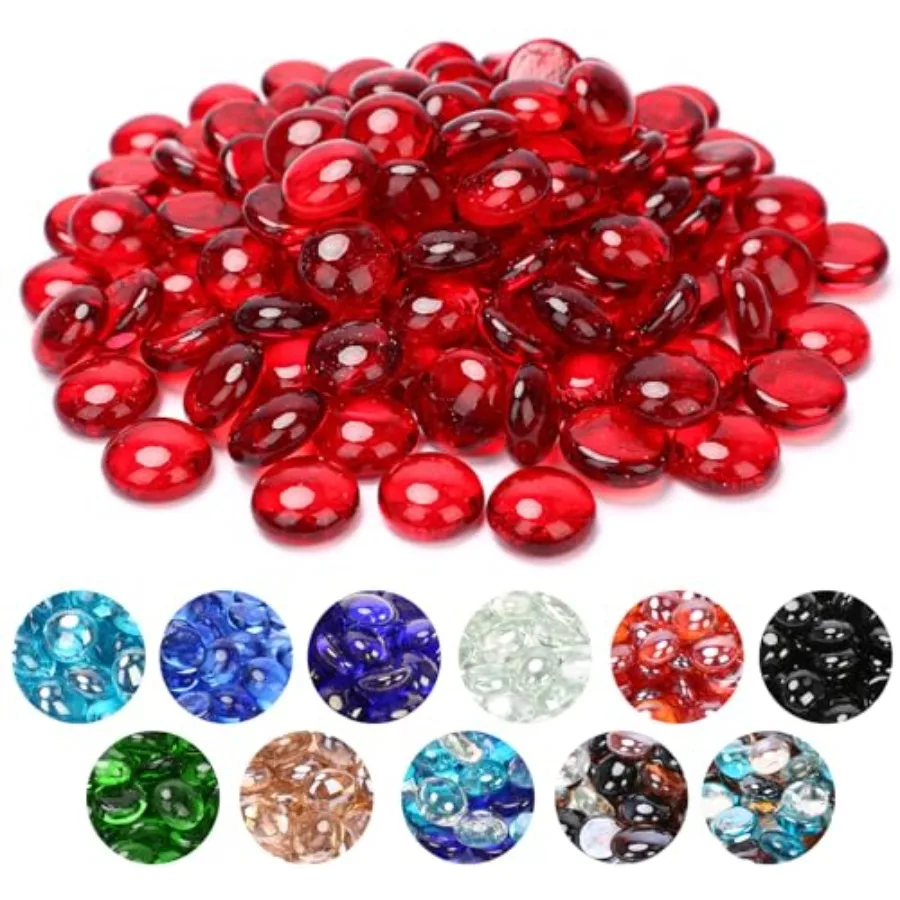 

1/2 Inch Luster Fire Pit Glass Round Glass Rocks for Natural or Propane Fireplace Fire Pit Round Glass Safe for Outdoors and In