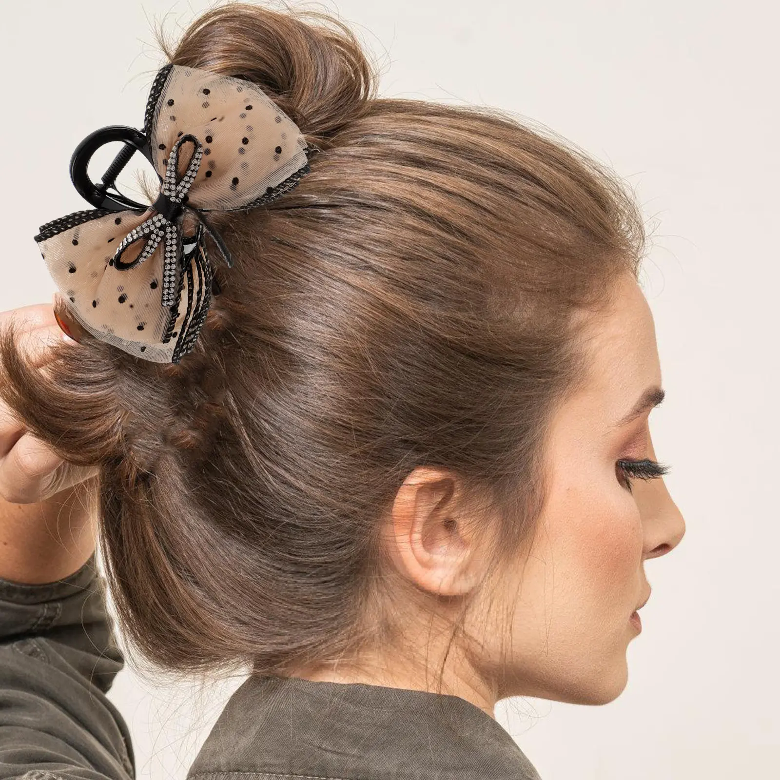 

3Pcs Bow Hair Clips for Women Sparkly Rhinestone Bowknot Claw Clip Elegant Mesh Bubble Hair Claw Clips for Wedding Party Casual