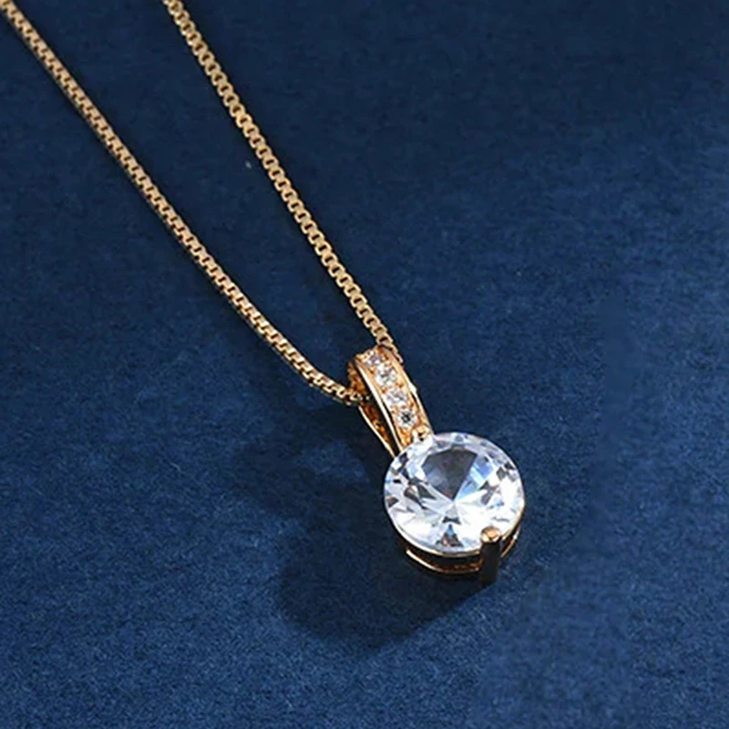 Huitan Ewigkeits-Anhänger-Halskette mit rundem Zirkonia, schlichte und elegante Damen-Accessoires für die Hochzeit, klassischer Schmuck – Detail 6