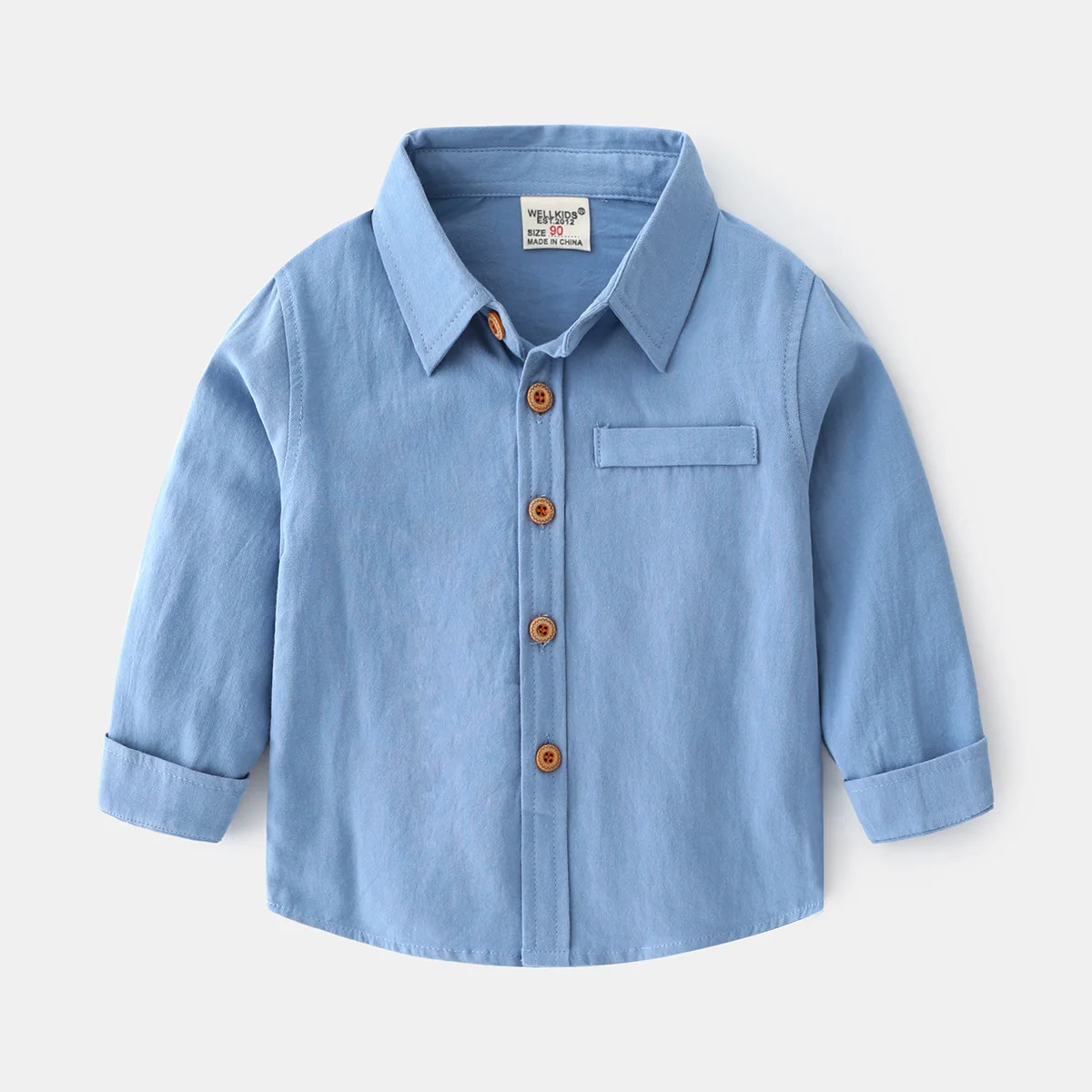 

2025 Spring Kids Long Sleeve Shirt Comfortable Cotton Button-Up Blouses for Boys Solid Casual Daily Wear Baby Girls Clothes 4 Y
