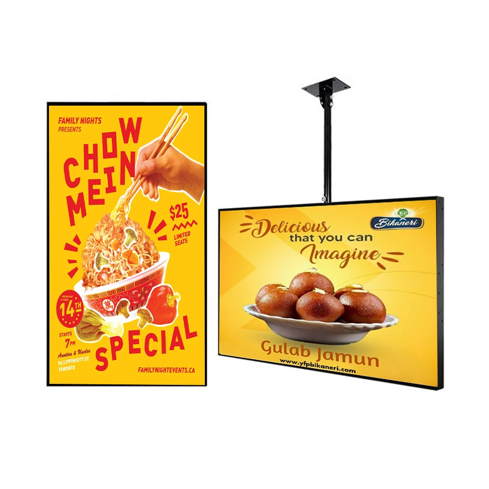 

49 Inch Ceiling Suspended LCD Wall Mounted Smart Mounting Menu Board FHD Advertising Player Digital Signage Screen Display