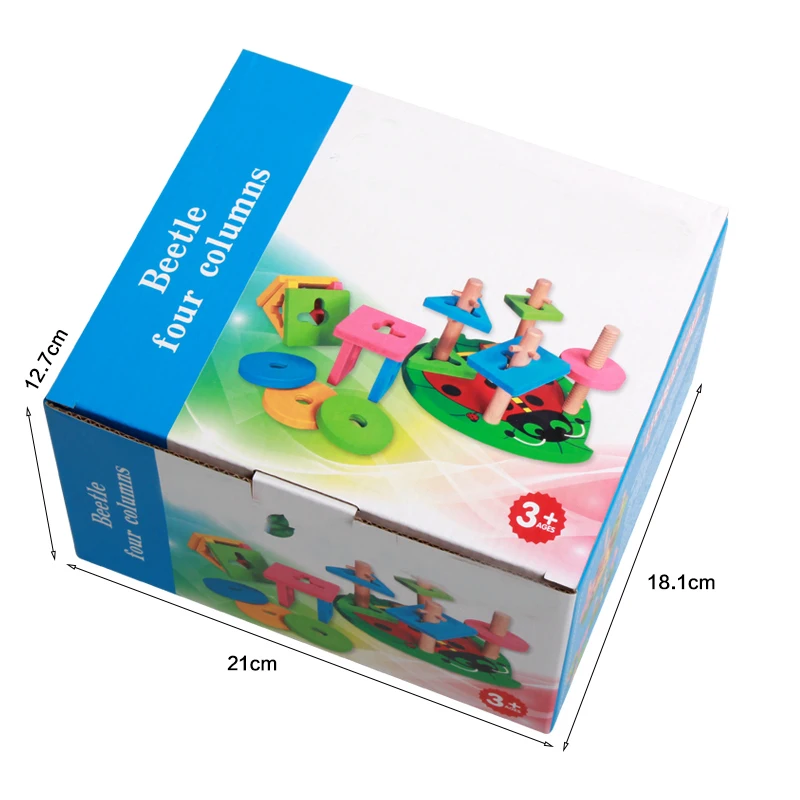 Rompecabezas de apilamiento de clasificación de madera, formas de animales que potencian el cerebro para niños, juguete educativo de coordinación mano-ojo para niños y niñas