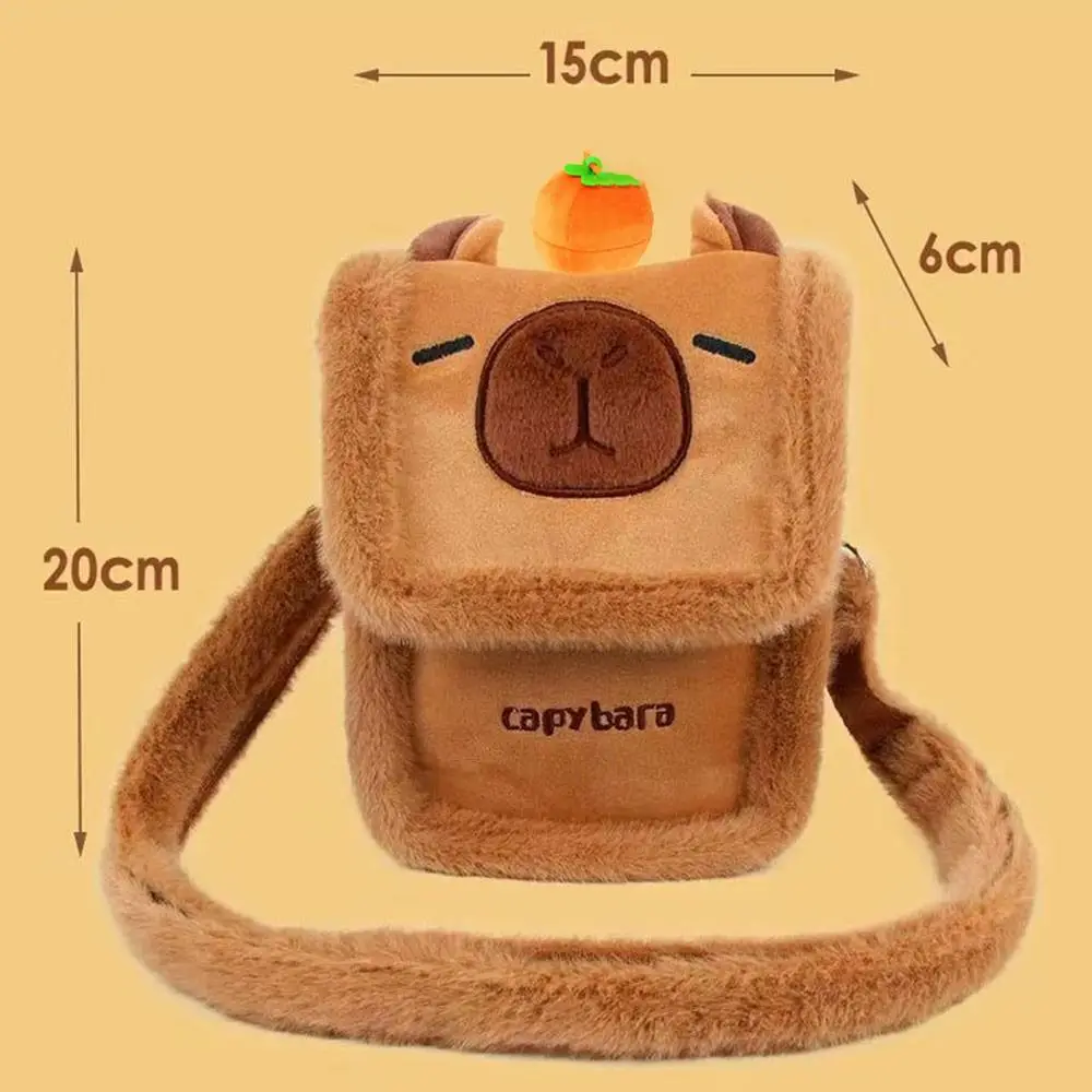 

Plush Capybara Crossbody Bag Adjustable Large Capacity Capybara Backpack Three-dimensional Shape Cartoon Mobile Phone Bag Travel