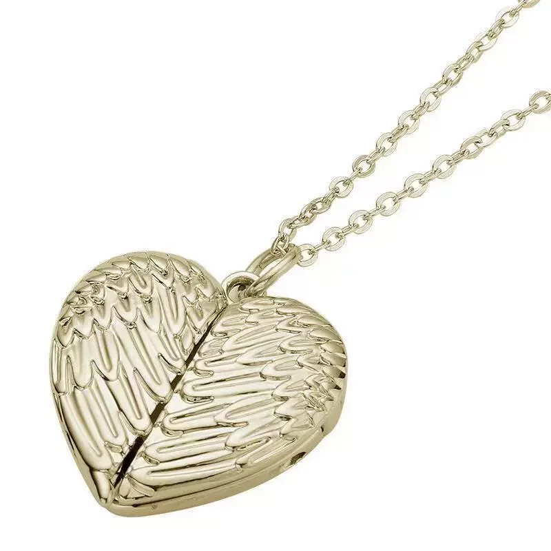 Sublimation Blank Angel Wing Pendant Metal Necklace Korean Style Jewelry Angle Wing Pendant for Christmas Gifts