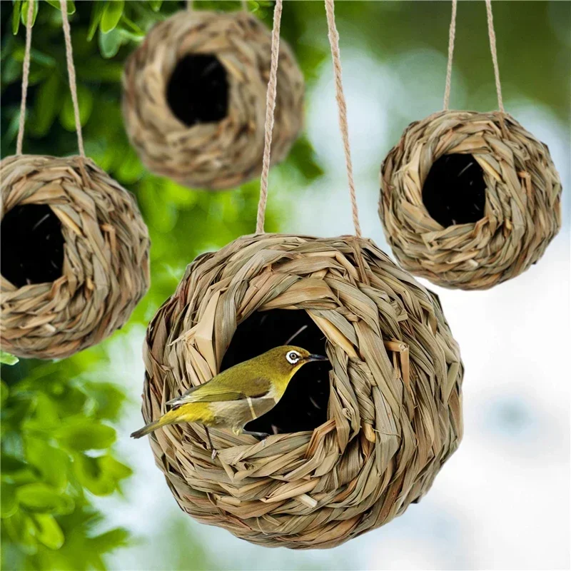 Nest Bird Cage Grass Egg Cage Bird House Outdoor Decorative Weaved Hanging Parrot Nest Houses Pet Bedroom