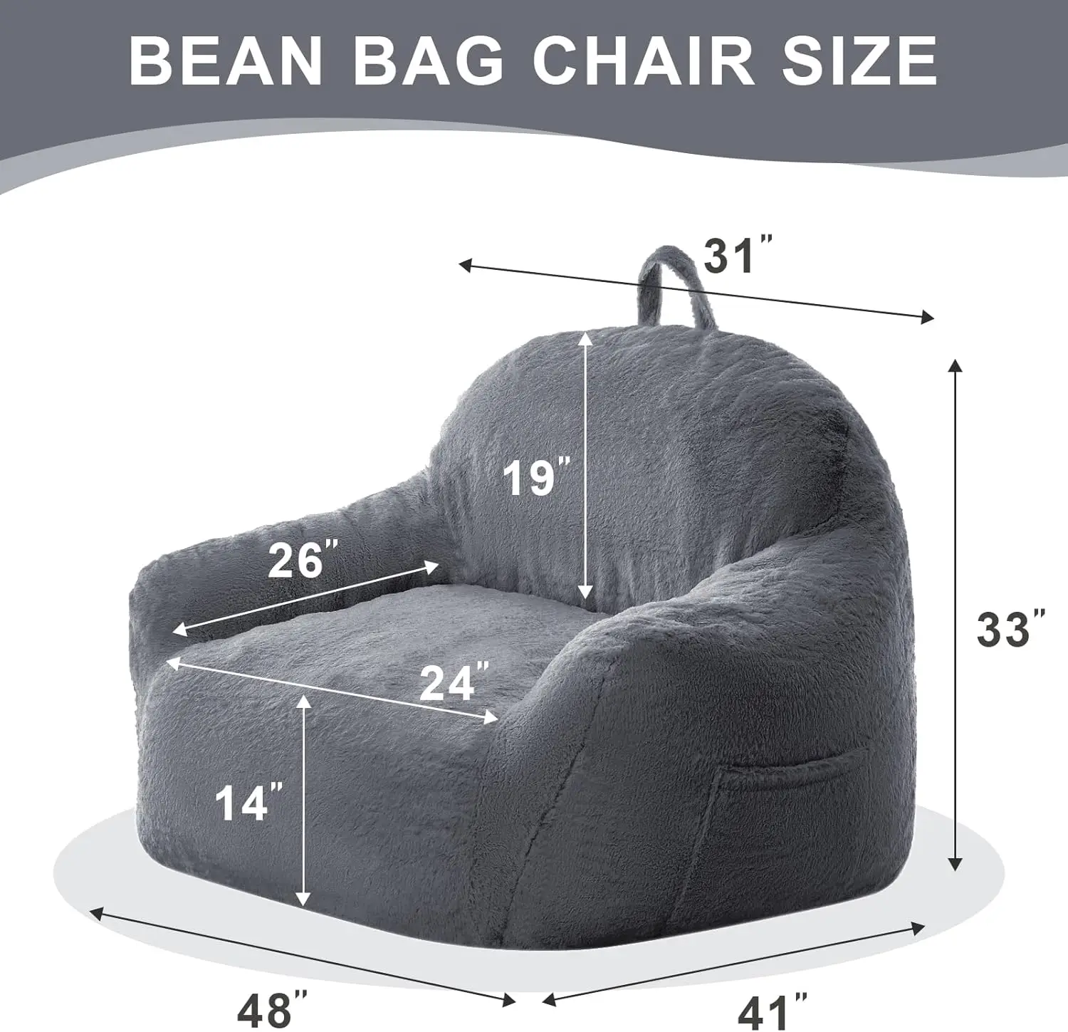 Giant Bean Bag Chair, Bean Bag Sofa With Armrests, Non-Slip Bean Bag Chairs For Adults, Removable Bean Bag Couch Comfy Chair