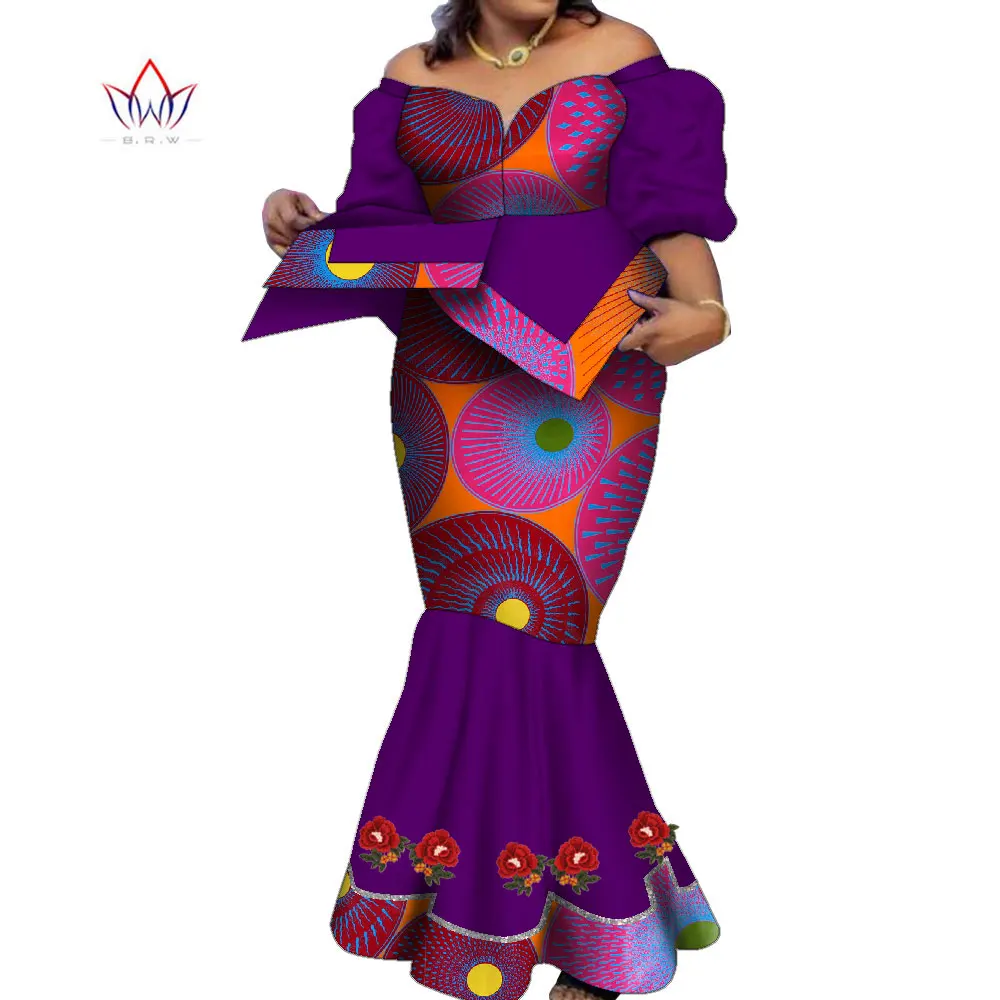 

African Lantern Sleeve Print Tops and Skirt Sets for Women Bazin Riche African Clothes 2 Pieces Customize Skirts Sets WY9173
