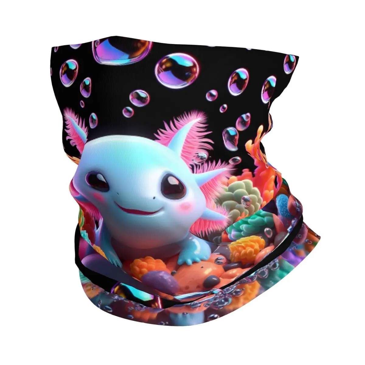 Axolotl Salamander Scarf Neckerchief Neck Face Mask Polyester