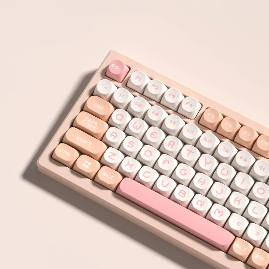 

130 Key MOA Profile Custom Coral Pink Keycaps Double Shot PBT Keycap for Cherry Gateron MX Switches Mechanical Gaming Keyboard