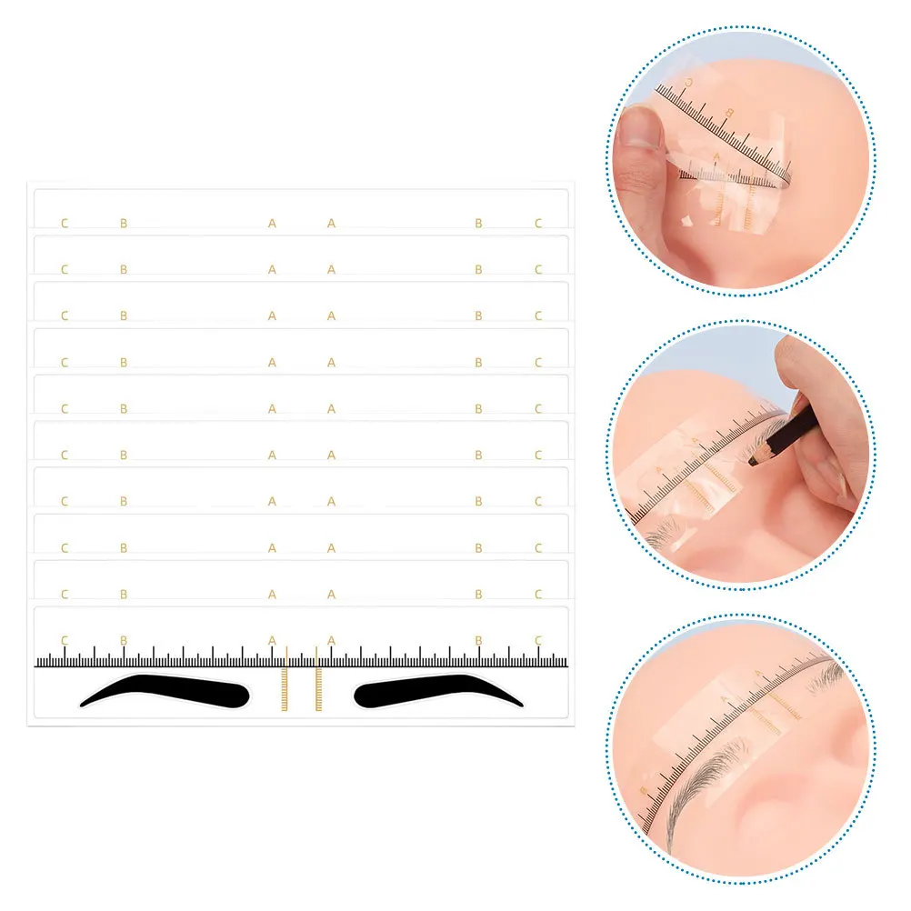 

50Pcs Eyebrow Drawing Tool Measuring Ruler Eyebrow Positioning Shaping Stencil for Professional Brow Tattooing Makeup