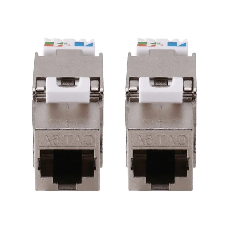 ABRI-2PCS Cat6 Keystone Jack Connector Module Cat6 RJ45 STP Tool-Less Type Zinc Alloy Module For 22 To 26 AWG Cable