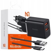 MCDODO UNIVERSAL 2XUSB 12W NETWORK CHARGER + FAST USB CABLE USB-C 1M