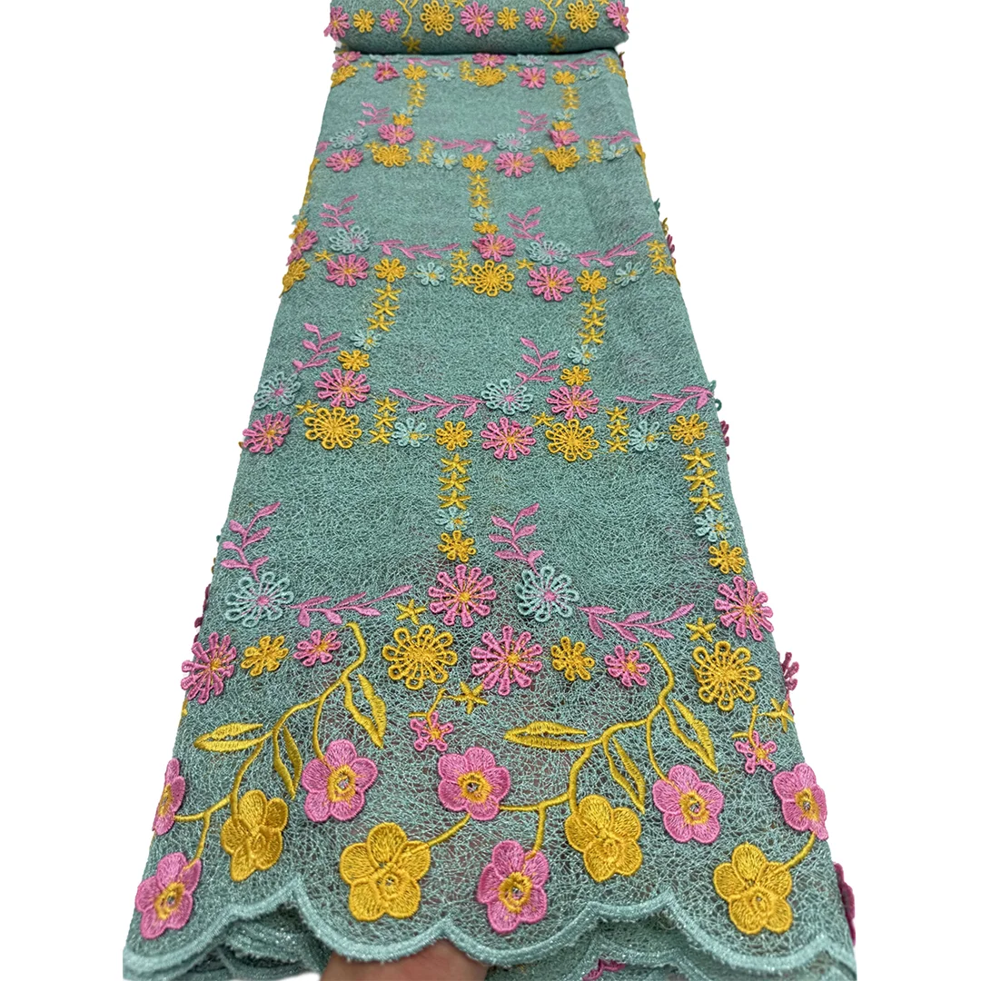 Hochwertige französische Asoebi-Spitze, mehrfarbig, wasserlösliches Spitzenmaterial, elegante Blumenstickerei für Party- und Hochzeitskleider zum Nähen