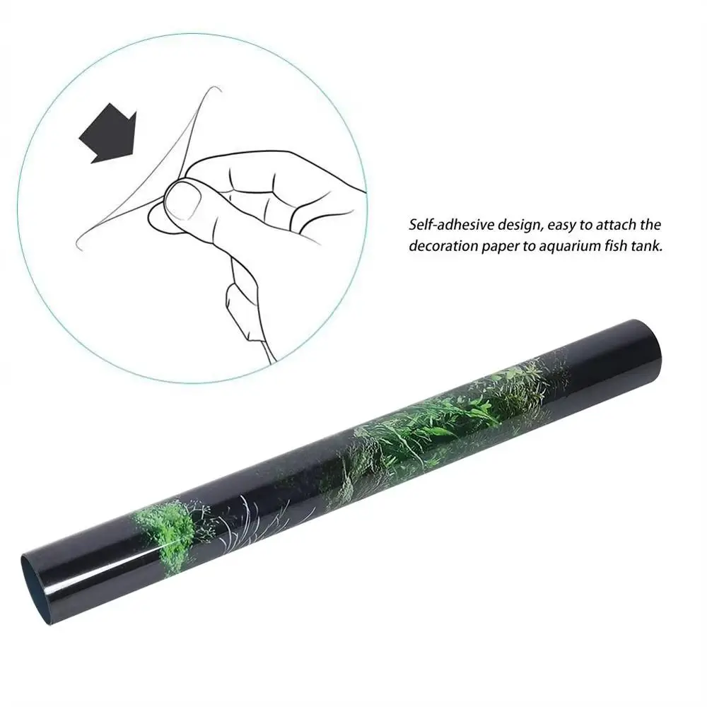 1Pcs PVC Aquarium Background Sticker Fish Seafloor Water Grass Fish Tank Sticker 120x41cm Self Adhesive