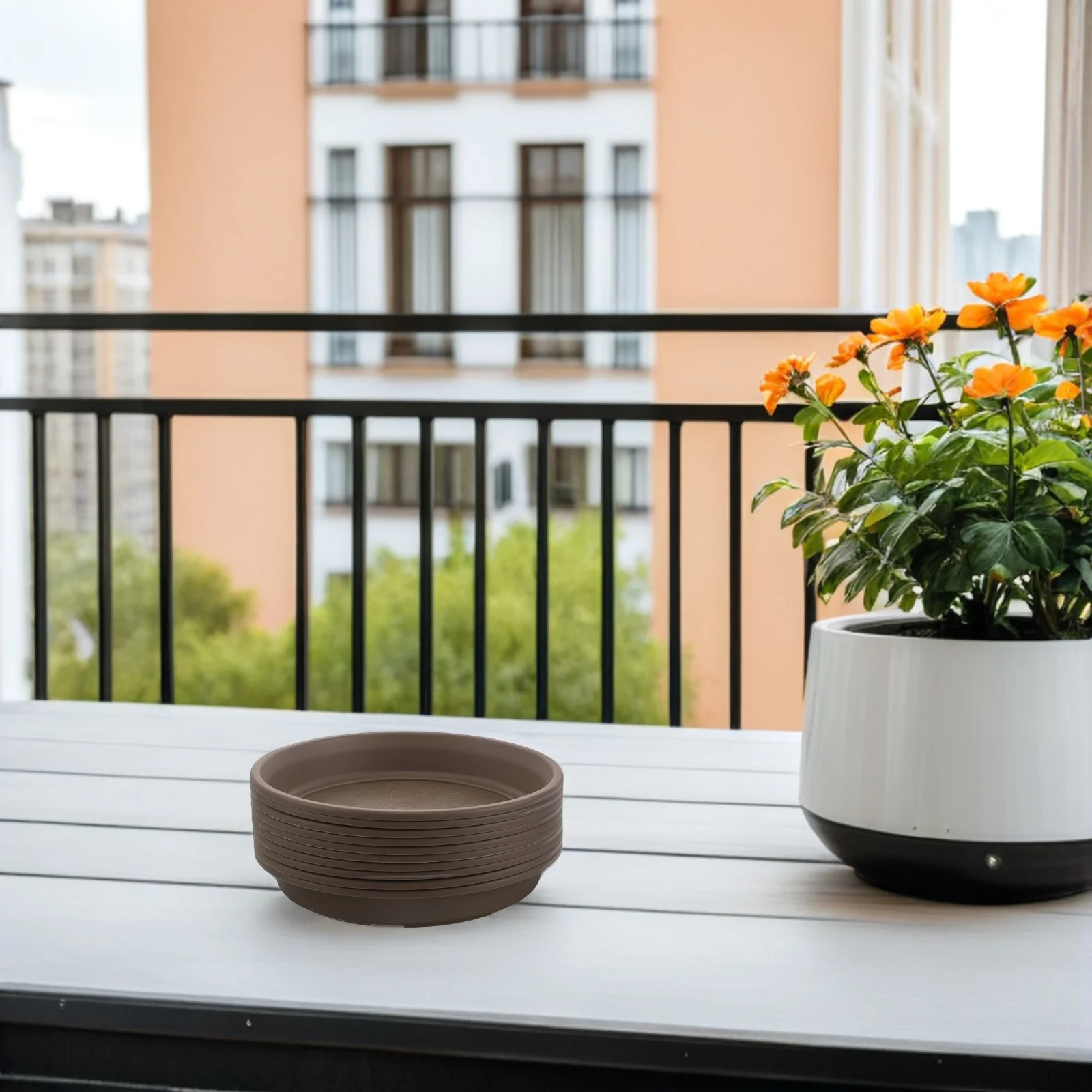 

10Pcs Round Flower Pot Saucers Resin Plant Tray Indoor Outdoor Water Catcher Plant Drainage Tray Garden Pot