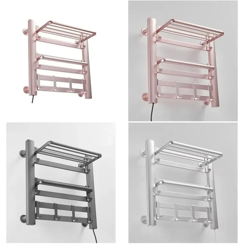Electric Towel Radiator Wall Mounted Drying Rack Swing Heating Bathroom Warmer