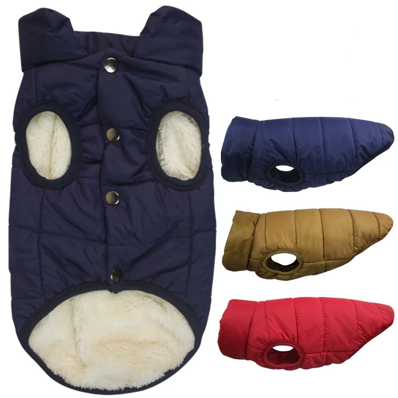 Warm Dog Jacket with Fleece Cotton Winter Dog Clothes Outdoor Cold Proof Lining Chihuahua French Bulldog Puppy Clothing Coat