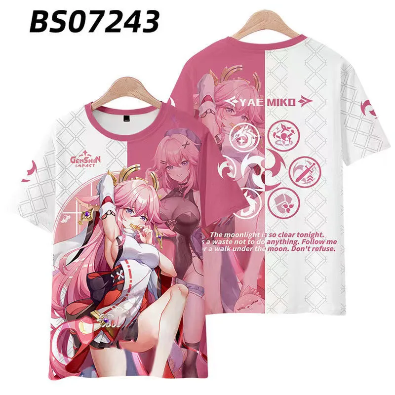 Anime Genshin Impact Diluc Cosplay Short-sleeved shorts Women Men Harajuku T-shirt Y2k Boy/girls Shorts Dori Eula Fischl Diona