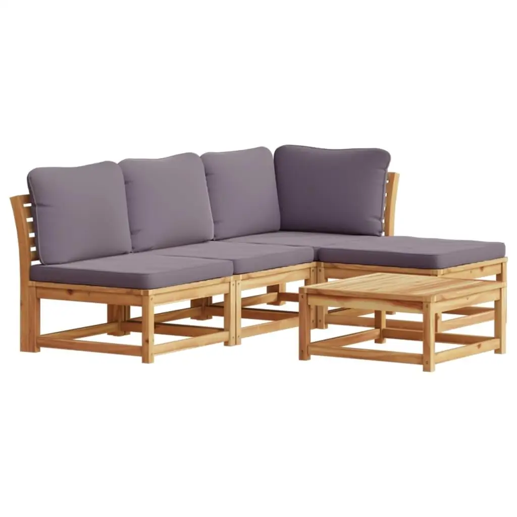 5-Piece Acacia Wood Patio Lounge Set with Cushions - Durable Outdoor Furniture