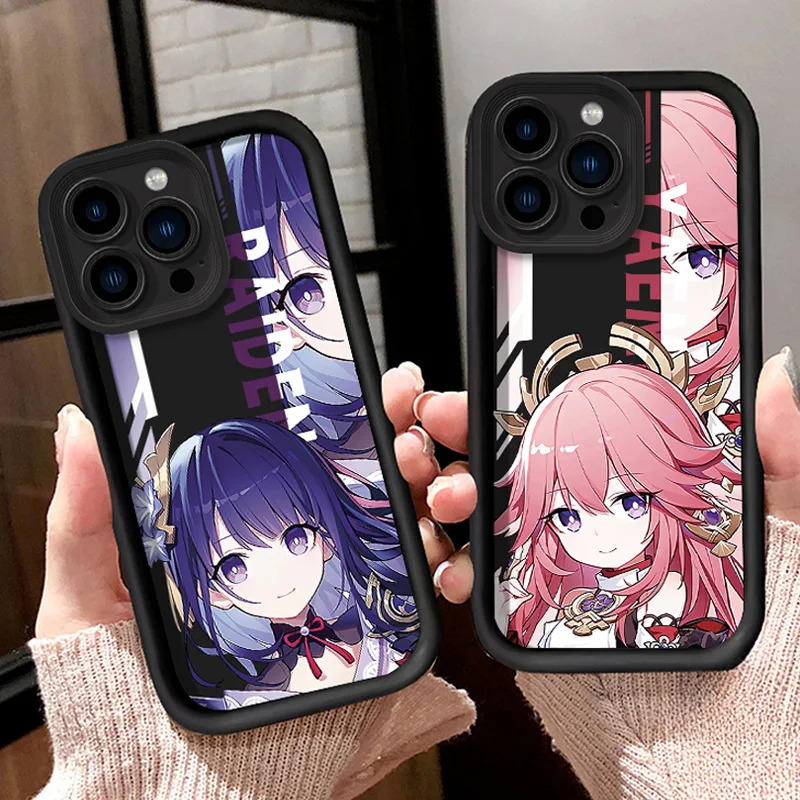 G-Genshin Impact Yoimiya Kaedehara Kazuha Case for iPhone 14 15 Pro Max 13 12 11 X XS XR 7 8 Plus SE 2020 Shockproof Soft Cover