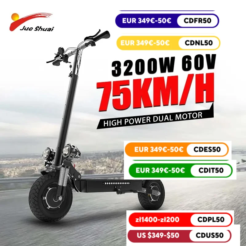 USA Warehouse Electric Scooter 60v 3200w Dual Motor 20AH Battery Capacity Electric Kick Scooters Waterproof Fast Shipping