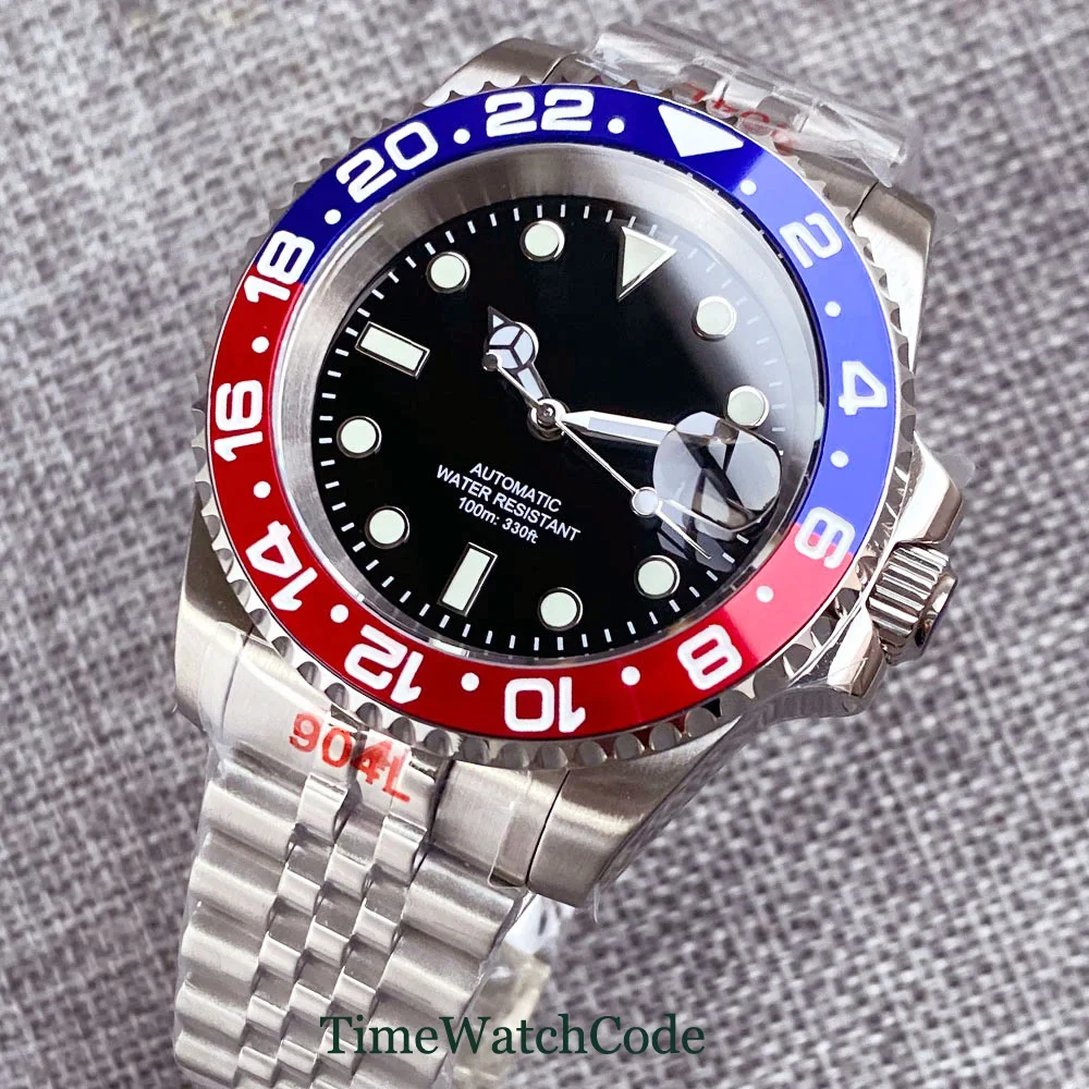 Tandorio Dive SUB Automatic Watch for Men NH35 Mechanical Movement 20BAR Waterproof Sapphire Crystal Sterile 316L Bracelet 40mm