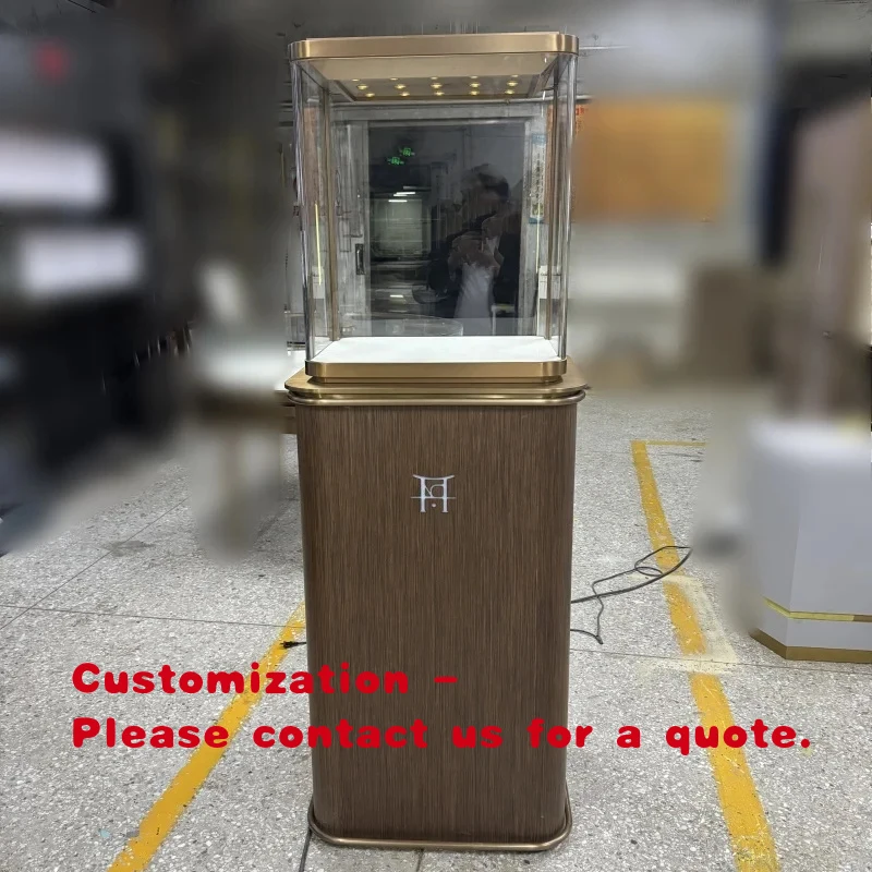 custom.Custom Wood Grain Paint Jewelry Display Metal Stainless Steel Jewelry Display Tower Jewelry Display Showcase Retail