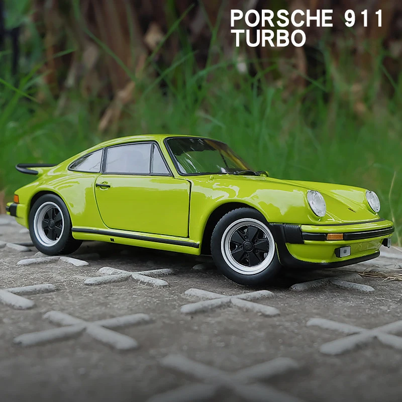 WELLY-Porsche 911 Turbo 3.0 modelo de brinquedo infantil, carro de liga, dietas e veículos de brinquedo, escala miniatura 1:24