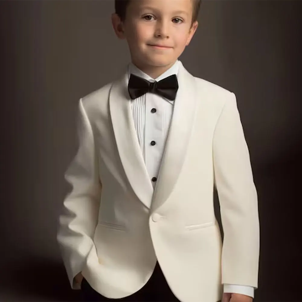 

Ivory Bright Boy's Suit 2-pieces Jackets Pants One Button Shawl Lapel Blazer for Wedding Page Boy Complete Tuxedo 3-16 Years