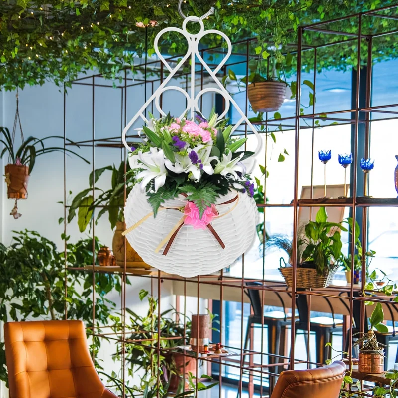4 Pack Retro Woven Wall Hanging Planter Basket No Punch For Living Room Kitchen Courtyard Garden Home Wall Decor