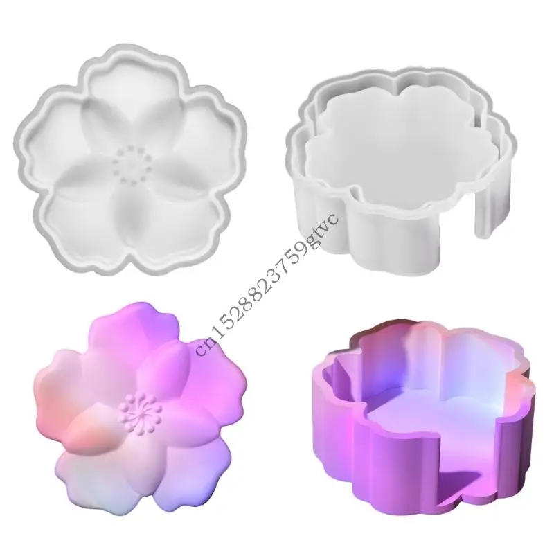 

D0UF Easy Release Lovely Flower Mould In Sturdy Silicone for Coaster Making