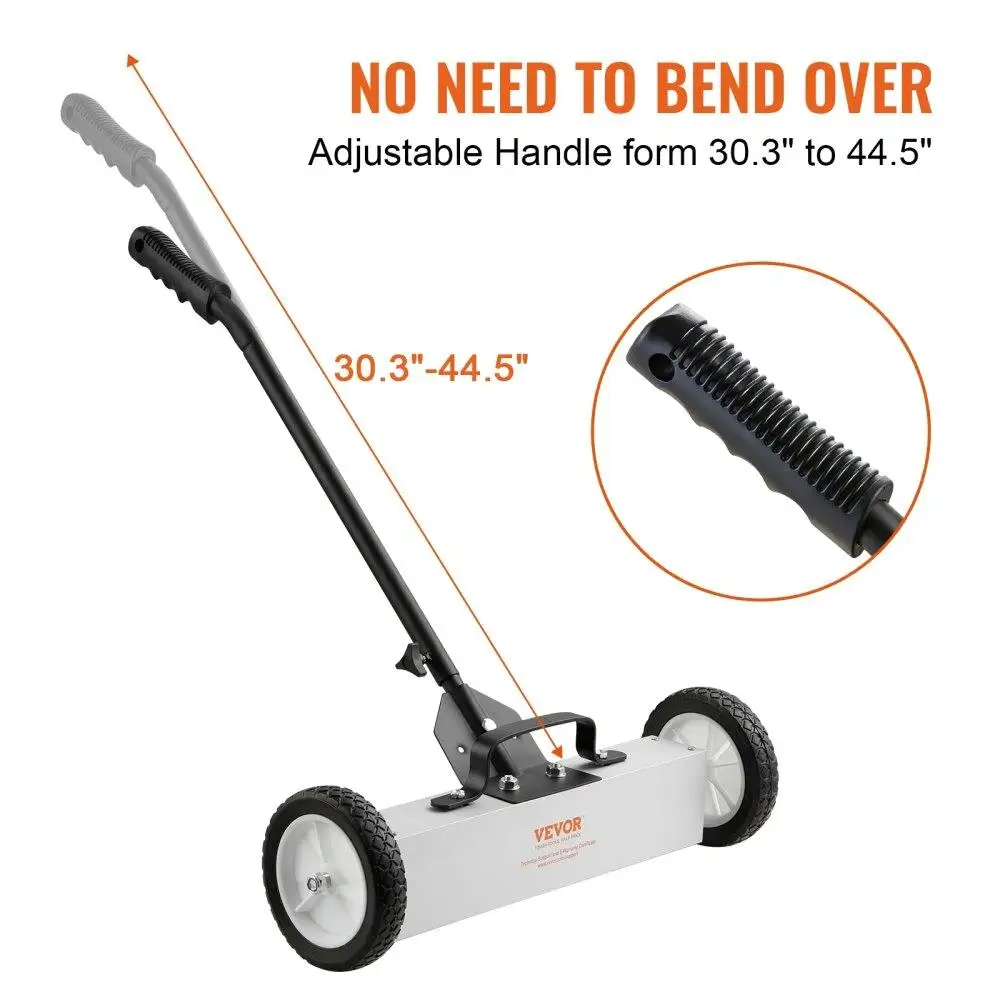 45Lbs Rolling Magnetic Sweeper with Wheels Push-Type Magnetic Pickup Sweeper 18inch Large Magnet Pickup Lawn Sweeper with