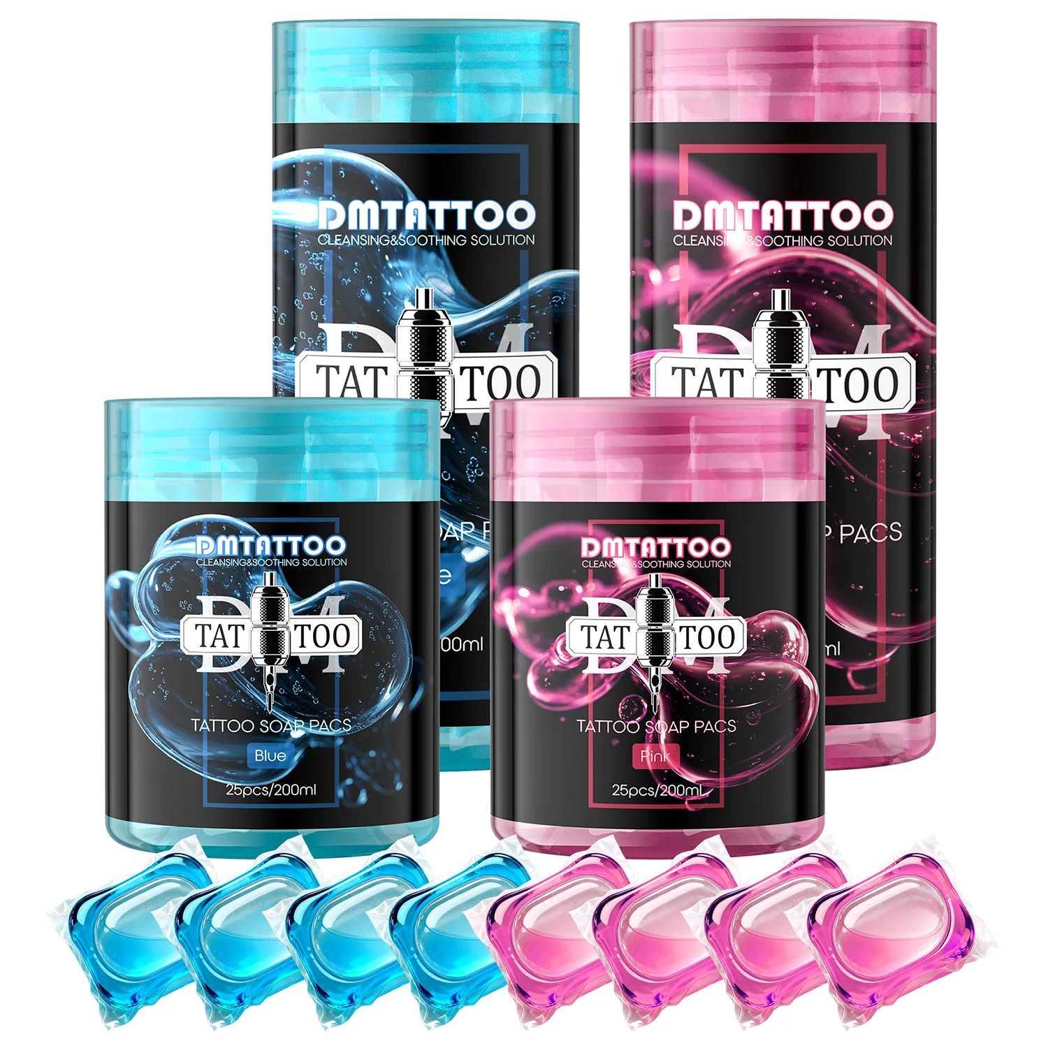

25/50PCS/Bottle DM Tattoo Soap Pacs Cleaning Soothing Tattoo Cleaner Professional Mild Tattoo Pre Post Care Cleaning Solution