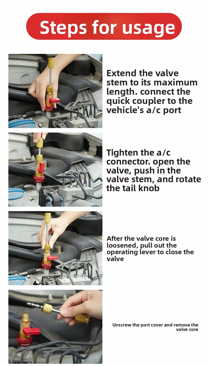 In Stock Portable Valve Core Removal Tool Car Air Conditioning Valve Core Maintenance Kit No Refrigerant Discharge Needed