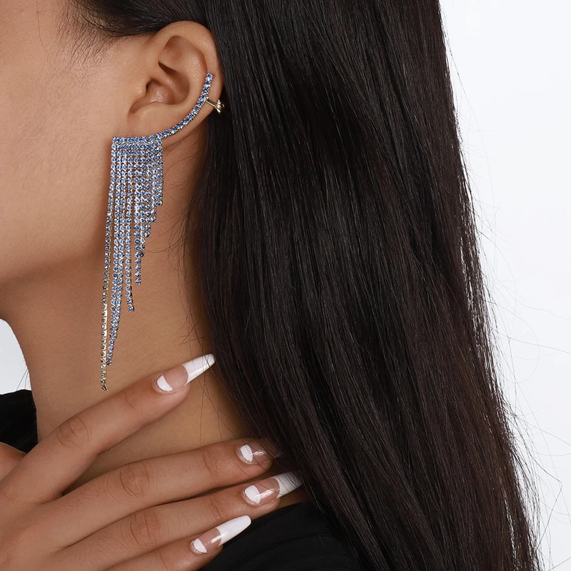 Luxury Women\'s Earrings Statement Earring Long Full Rhinestone Earrings For Women Tassel Crystal Earrings Weddings Party Jewelry