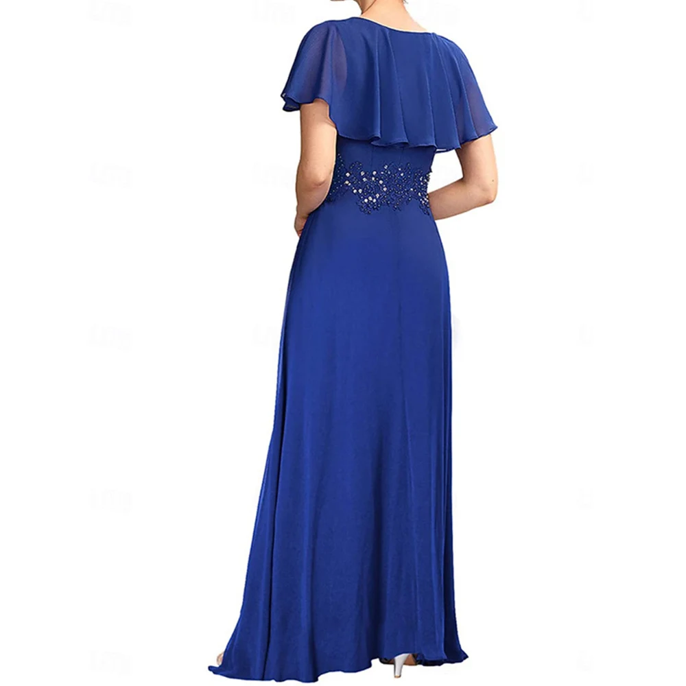 Customized Elegant Long Beads Mother of the Bride Dresses Short Sleeve Ankle-Length A-Line Wedding Guest Party Groom Dress 2026