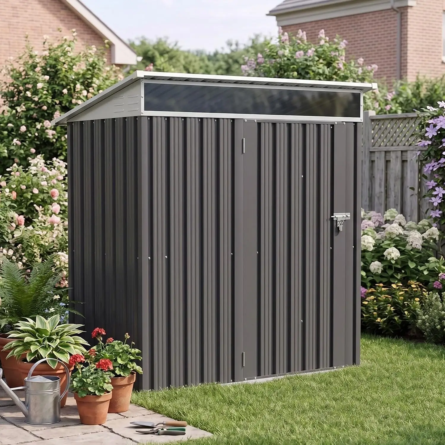 5x3 FT Outdoor Storage Shed with Window & Lockable Door | All-Weather Small Metal Tool Shed for Backyard Patio, Customized