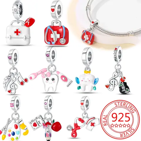 925 Sterling Silver Career Series- Doctor Teacher Art Music Charm Bead Fit Original Bracelet for Women Jewelry Making