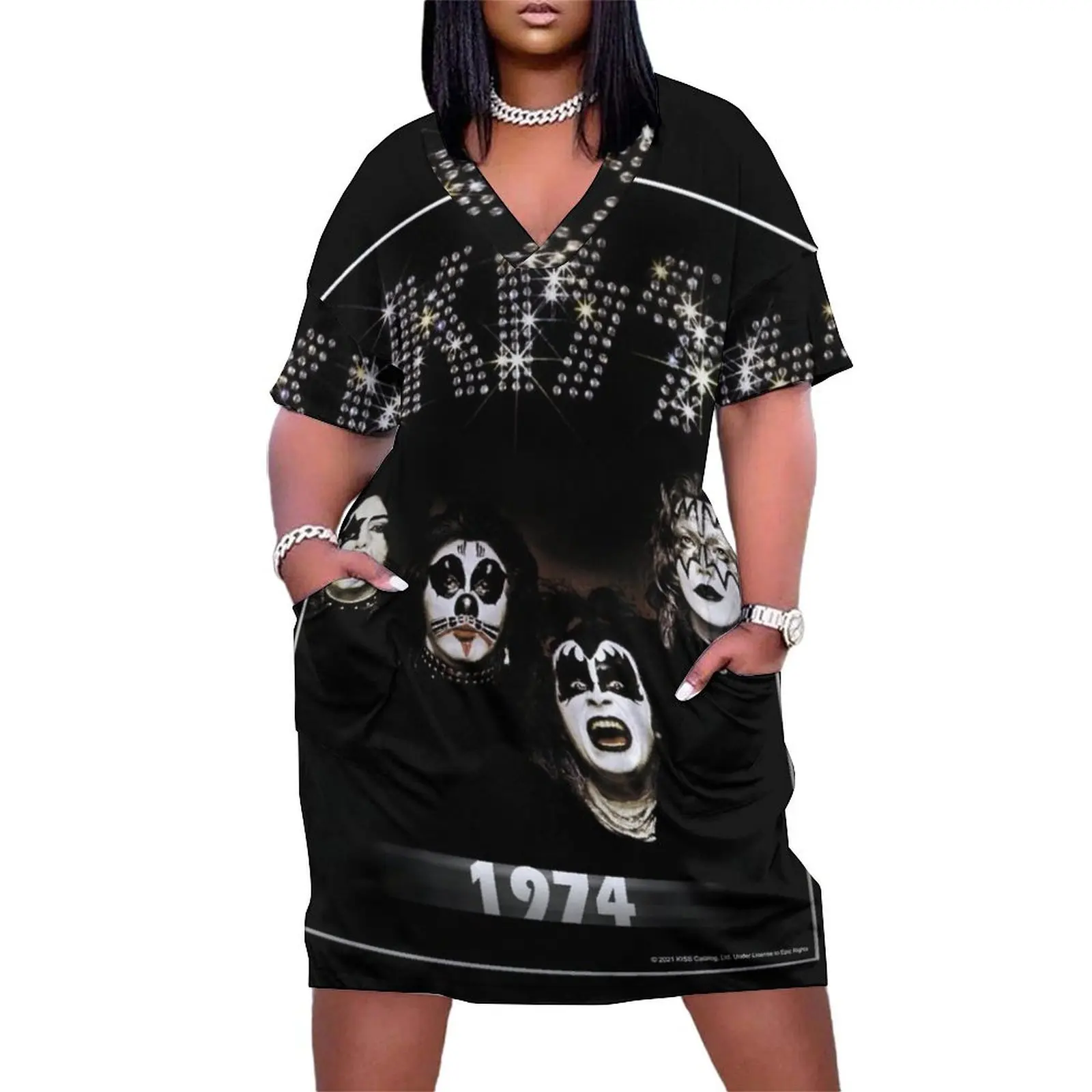 

KISS  the band - 1974 Album - Year Loose Pocket Dress dress women elegant luxury long sleeve dresses dresses summer