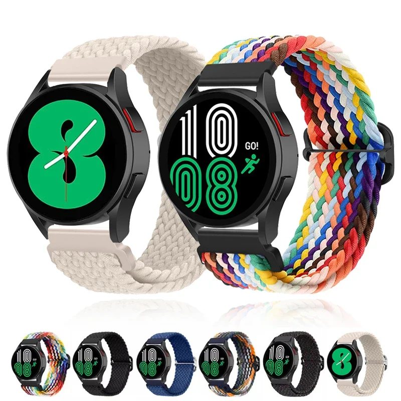 22mm 20mm Strap Braided Solo Loop For Samsung Galaxy Watch 6/5/4 44/40mm 4classic 46mm Elastic Nylon Bracelet Amazfit GTS 4/2e/3