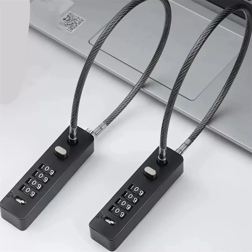Cadeado com senha de combinação de 4 dígitos, à prova d'água, corda longa, bloqueio de cabo, anti-roubo, código reajustável, acessórios de hardware para armário de porta