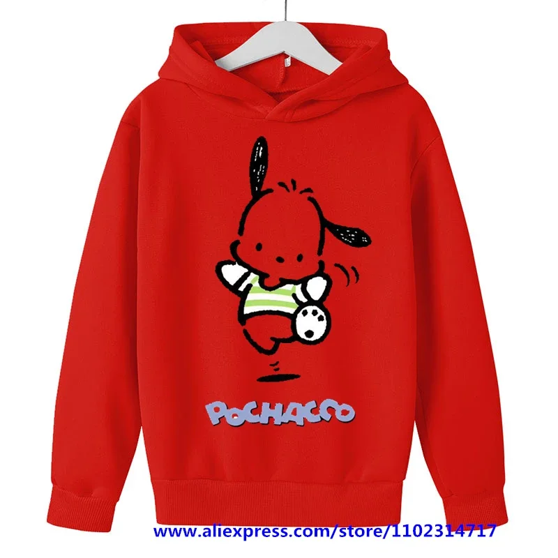 Pochacco Hoodie Kids Clothes Girls Clothing Boys Long Sleeve Kawaii Sweatshirts Spring Autumn Sanrio Sweater Cartoon Casual